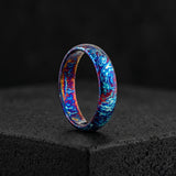Anodized Titanium Couple Rings: Handmade Unique Pattern Anniversary Set