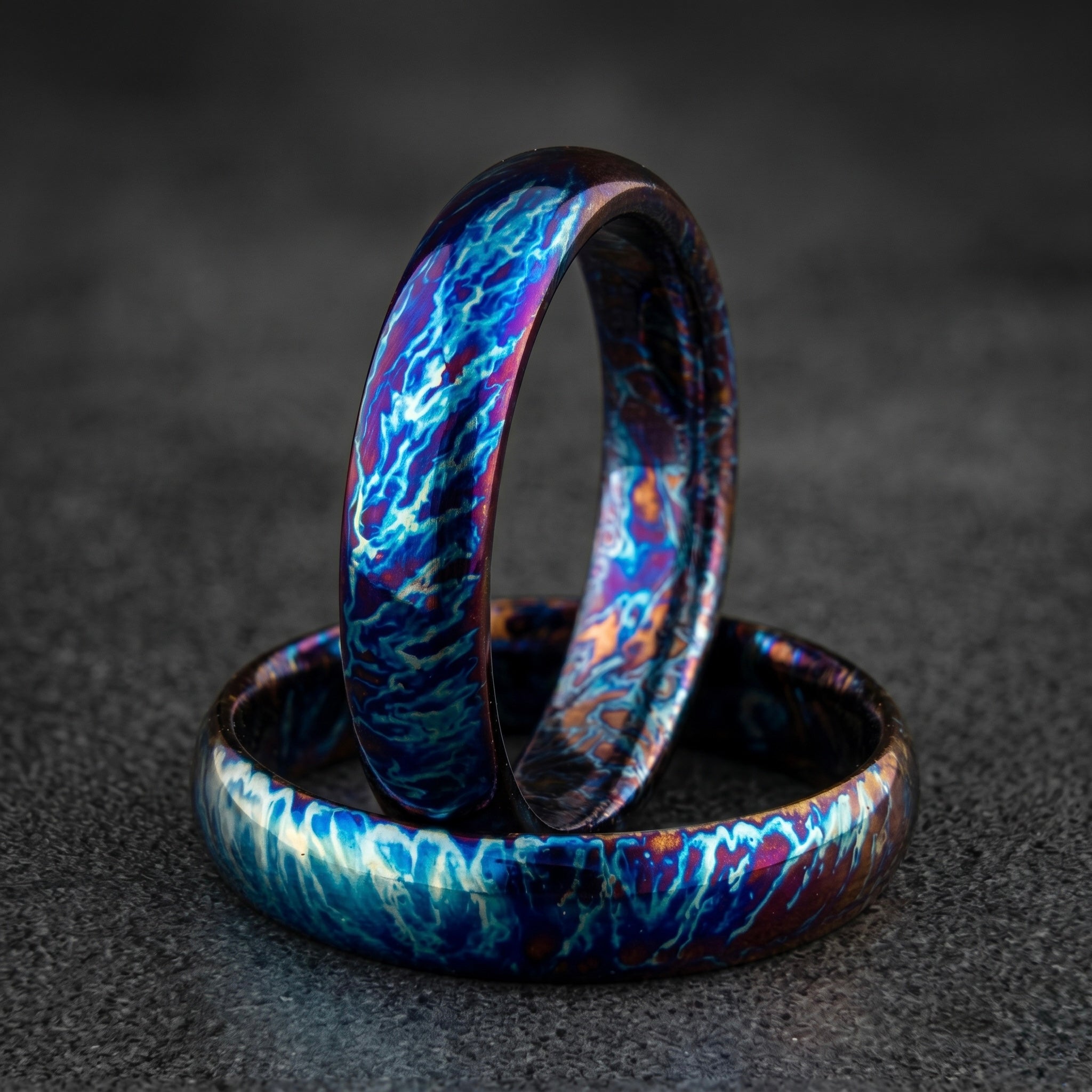 5mm Flamed Anodized Titanium Wedding Band: Colorful Design