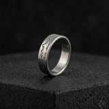 Minimalist Titanium Ring: Custom Mountain Engraving, Brushed Finish