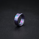Timascus Wedding Band: Flat Design Titanium Alloy Ring, 8mm
