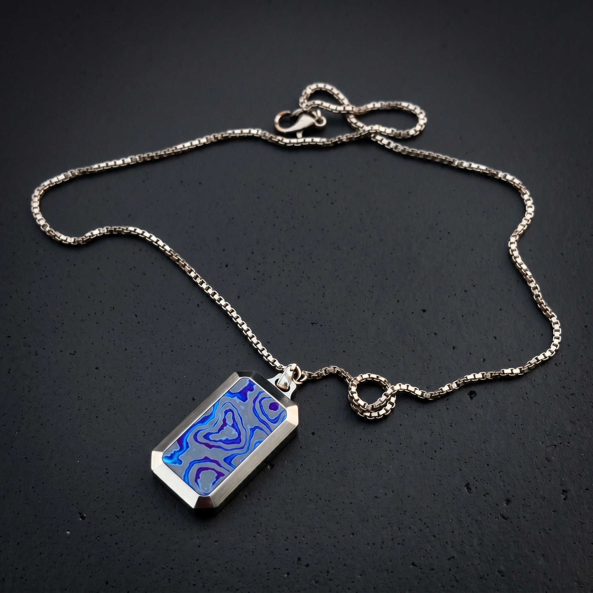 Zircuti Titanium Dog Tag Pendant: Personalized Black Timascus Necklace