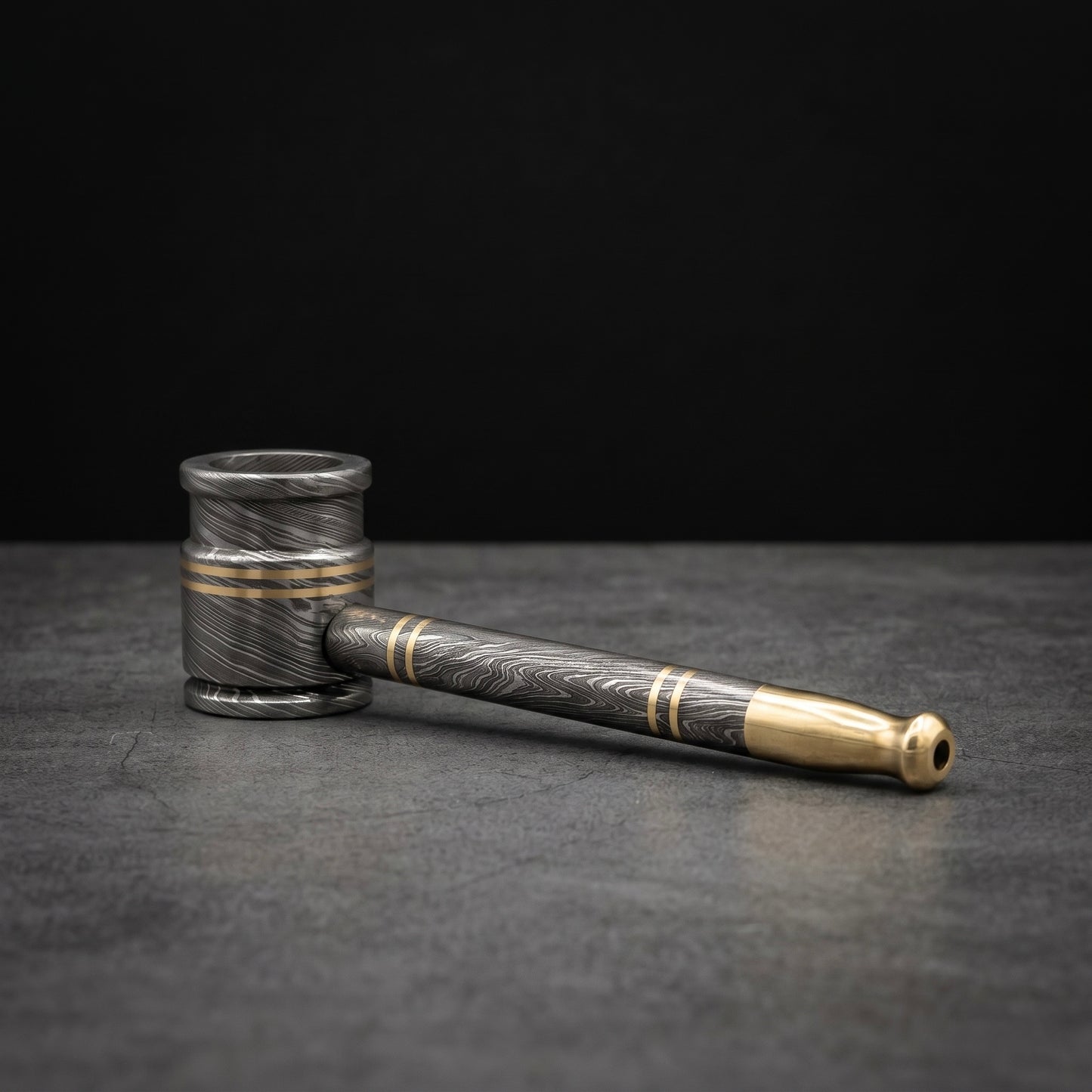 Handmade Damascus Steel Smoking Pipe, Unique Collector's Piece
