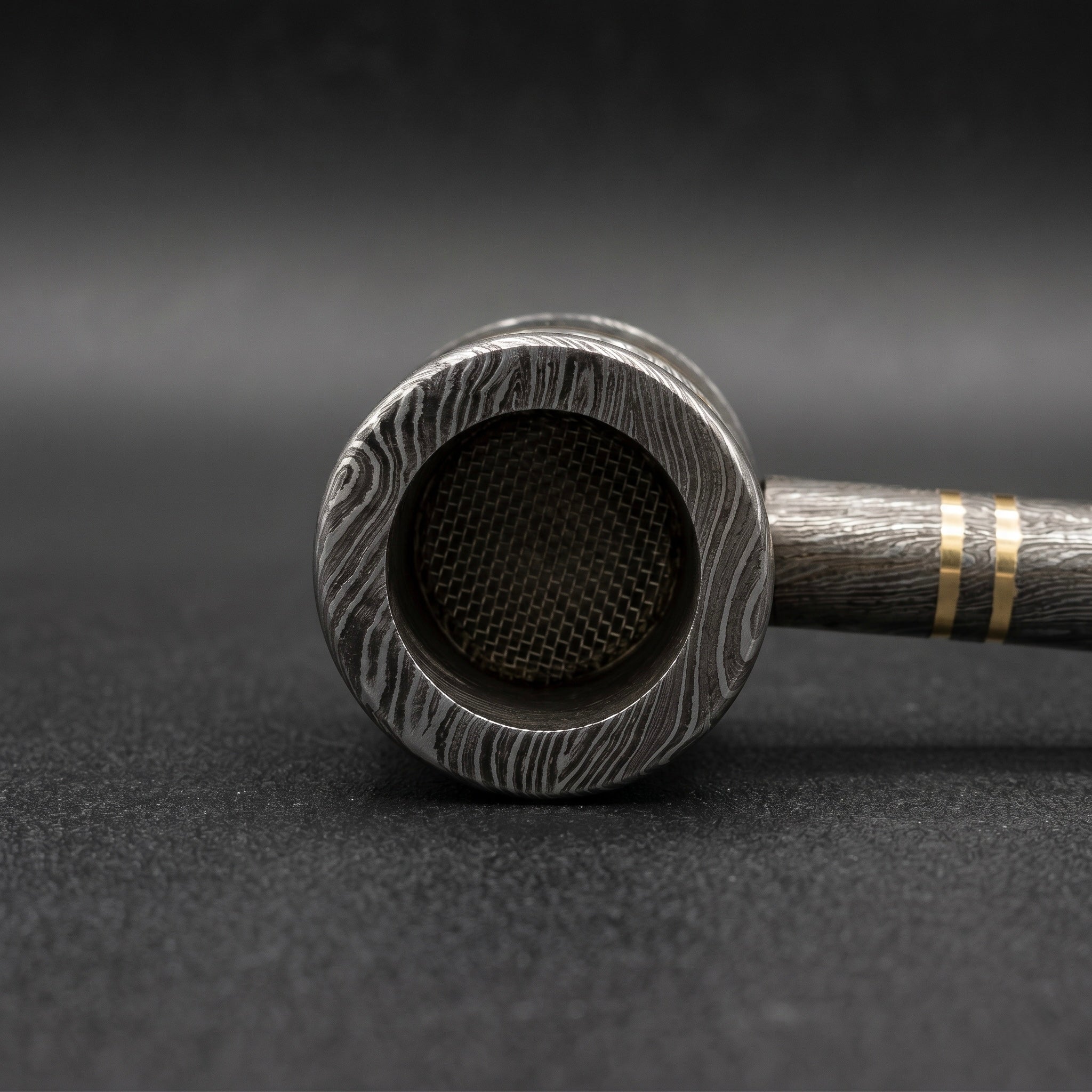 Handmade Damascus Steel Smoking Pipe, Unique Collector's Piece