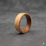 Ashwood Ring with Rosewood Inlay: Rustic Wooden Wedding Band