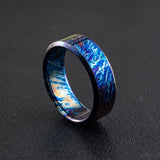 Anodized Titanium Couple Rings: Handmade Unique Pattern Anniversary Set