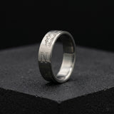 Minimalist Titanium Ring: Custom Mountain Engraving, Brushed Finish