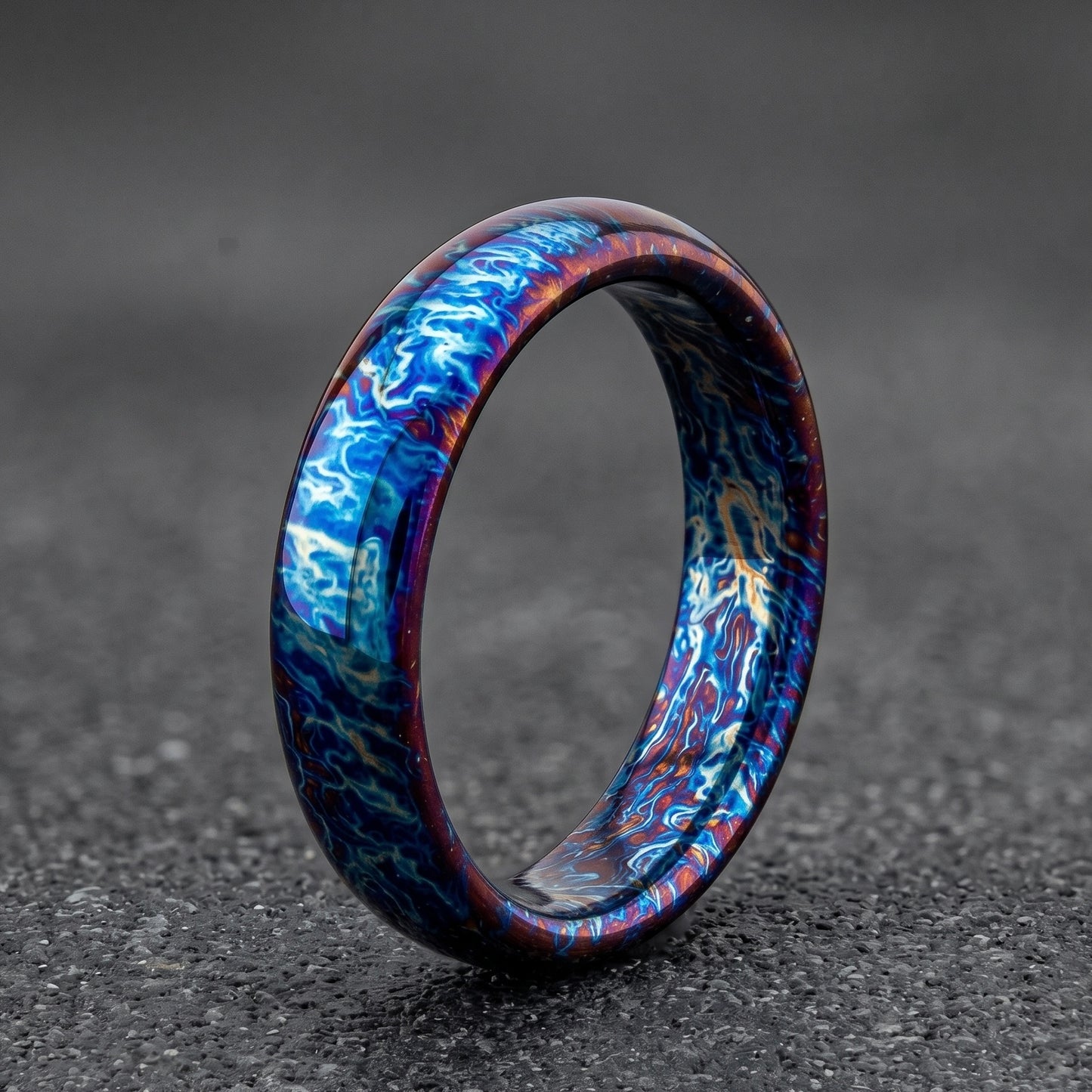 5mm Flamed Anodized Titanium Wedding Band: Colorful Design