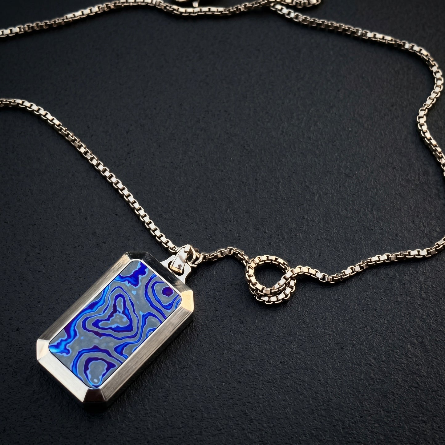Zircuti Titanium Dog Tag Pendant: Personalized Black Timascus Necklace