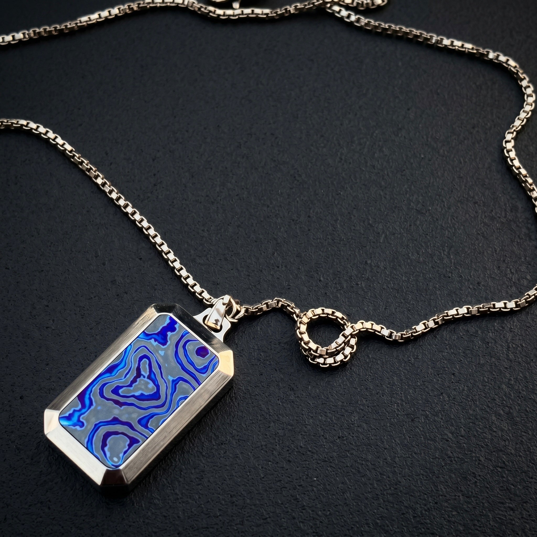 Zircuti Titanium Dog Tag Pendant: Personalized Black Timascus Necklace