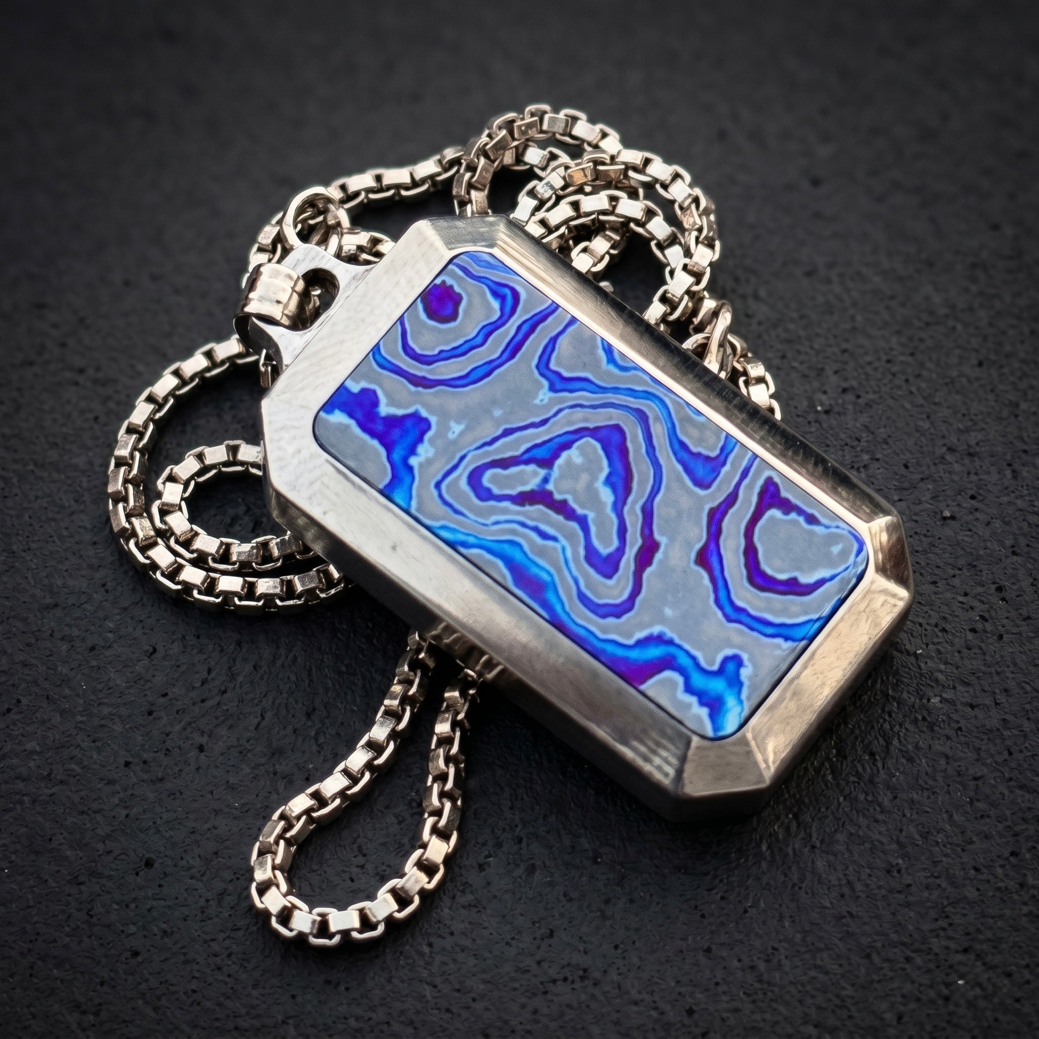 Zircuti Titanium Dog Tag Pendant: Personalized Black Timascus Necklace