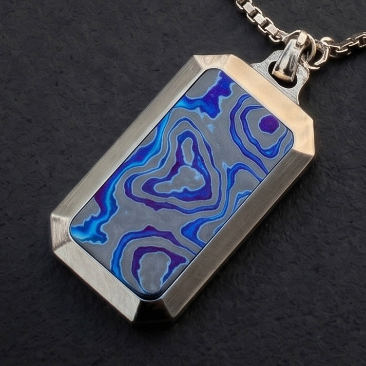 Zircuti Titanium Dog Tag Pendant: Personalized Black Timascus Necklace