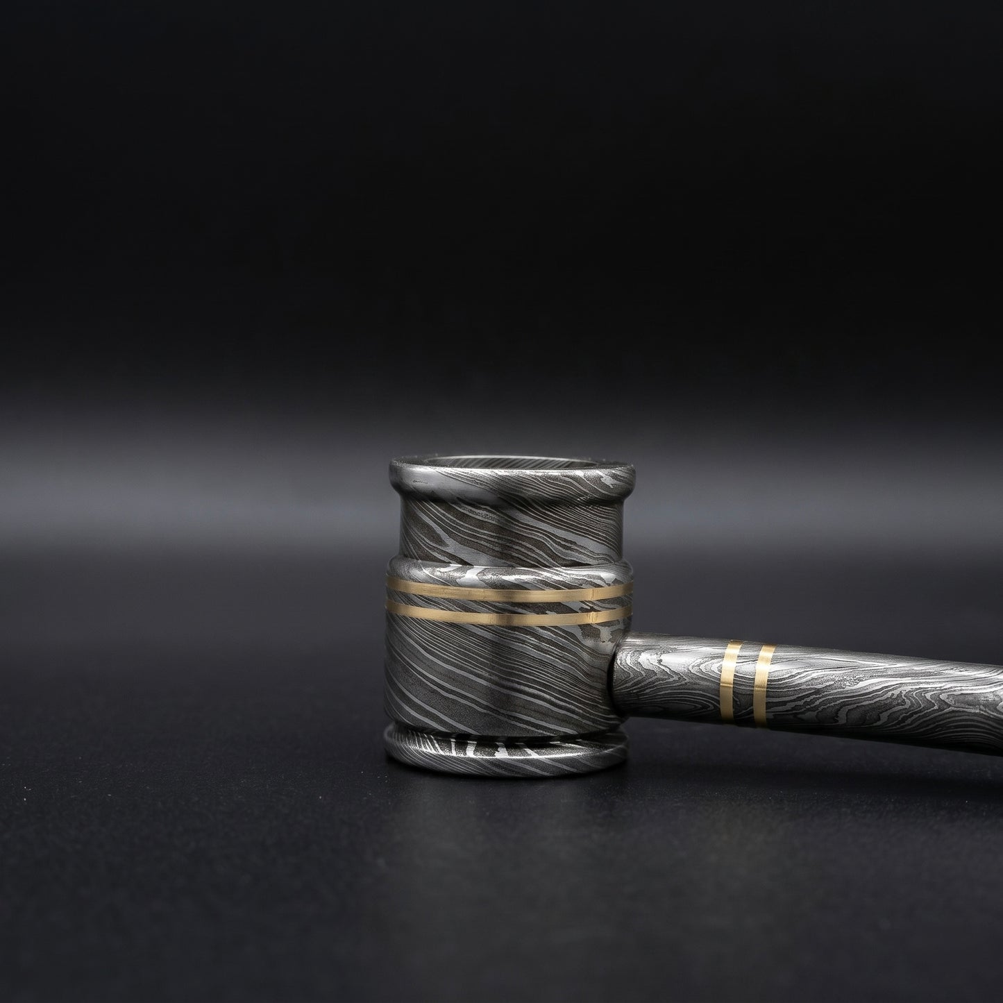 Handmade Damascus Steel Smoking Pipe, Unique Collector's Piece