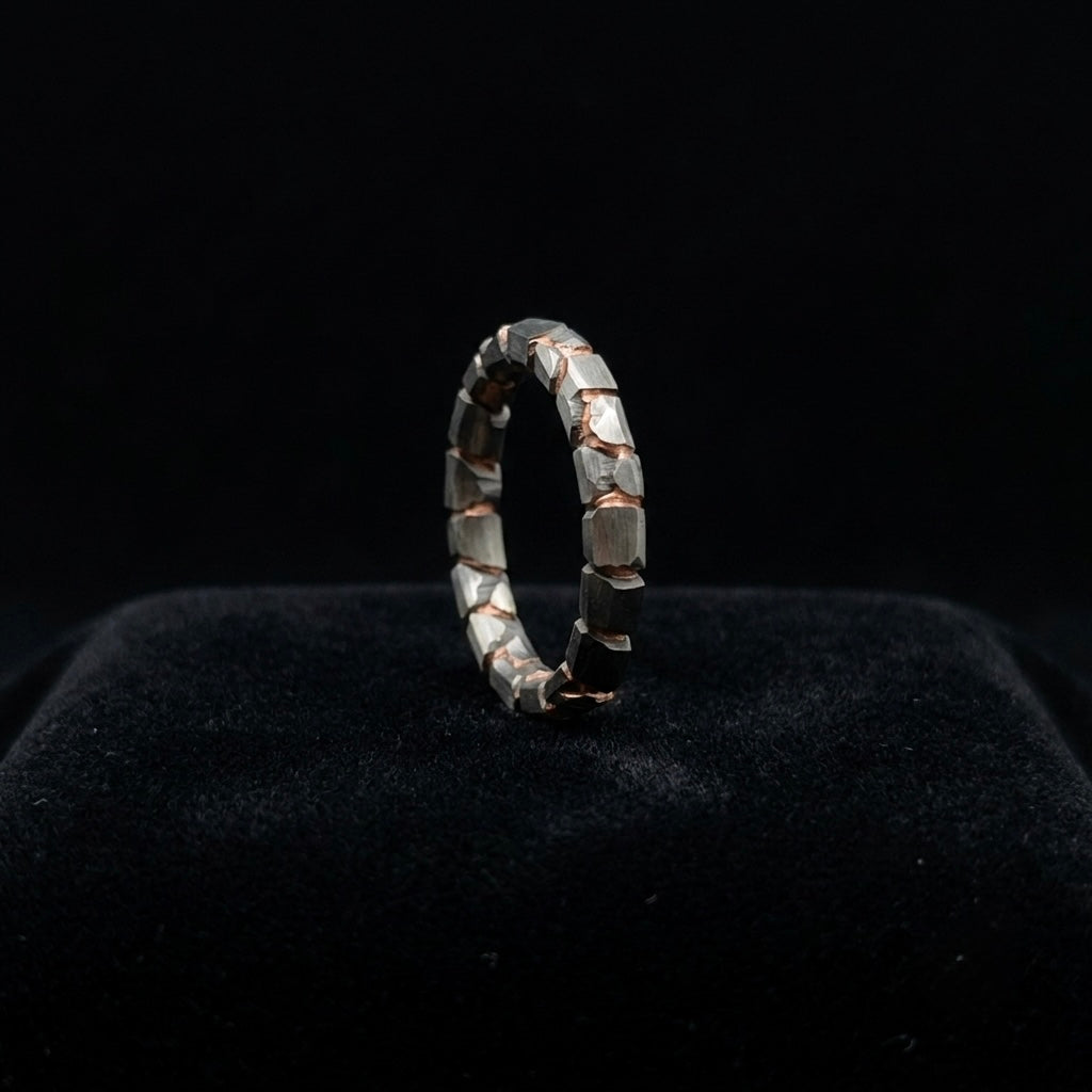 Acid Etched Superconductor 3mm Ring: Niobium Copper Wedding Band