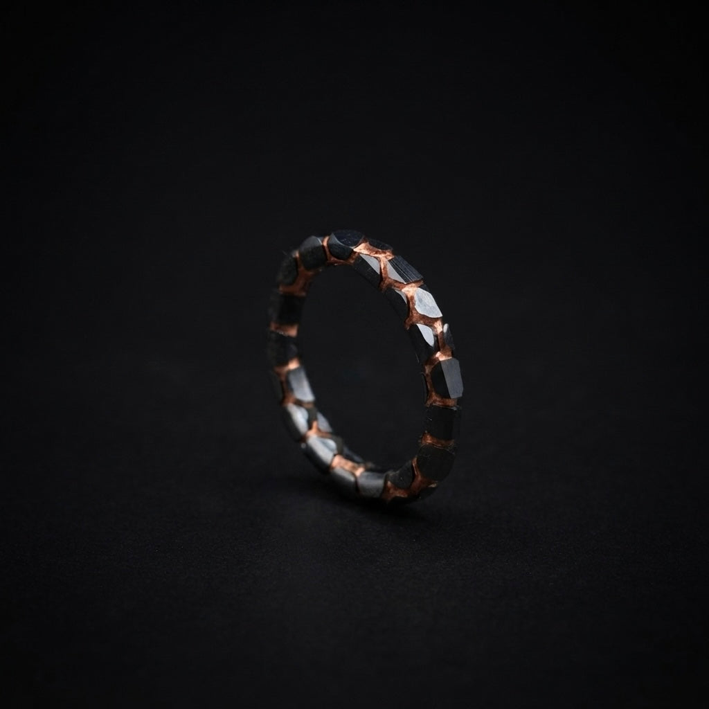 Acid Etched Superconductor 3mm Ring: Niobium Copper Wedding Band