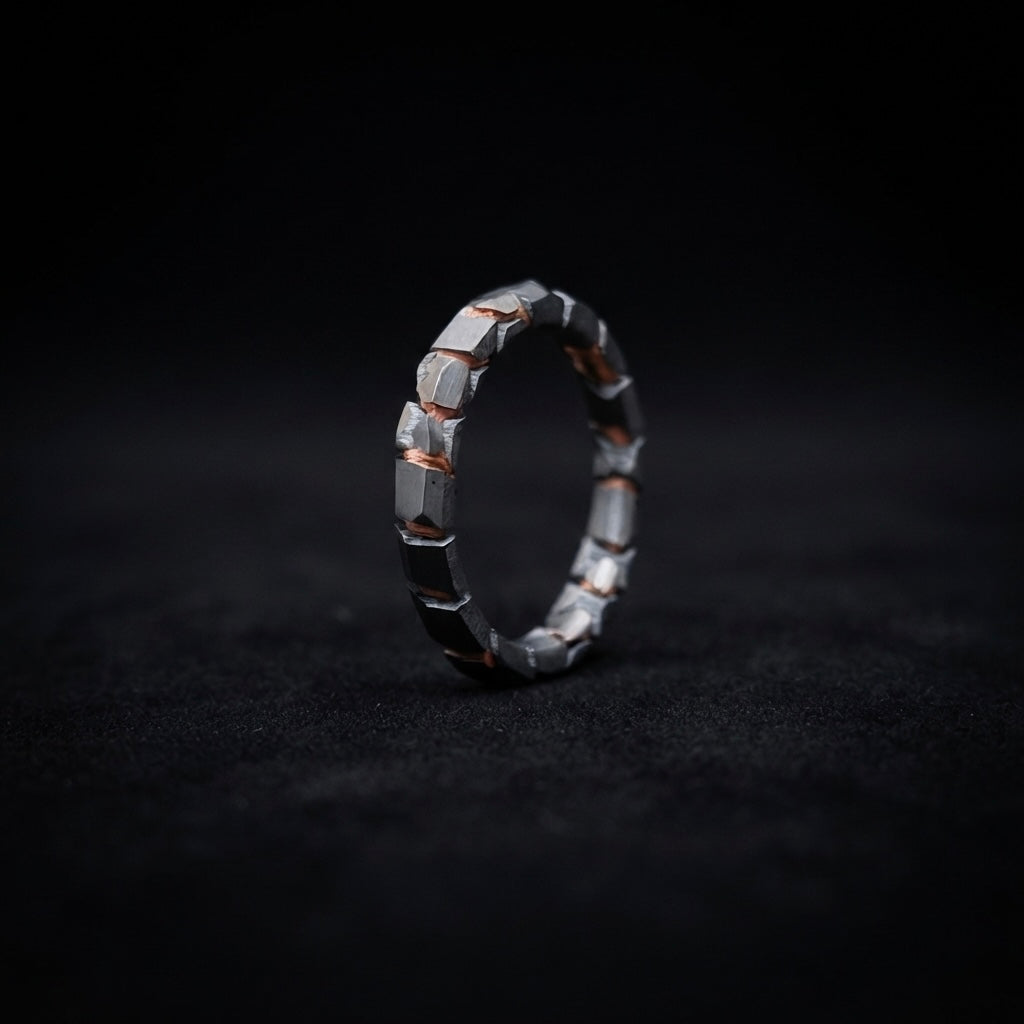 Acid Etched Superconductor 3mm Ring: Niobium Copper Wedding Band