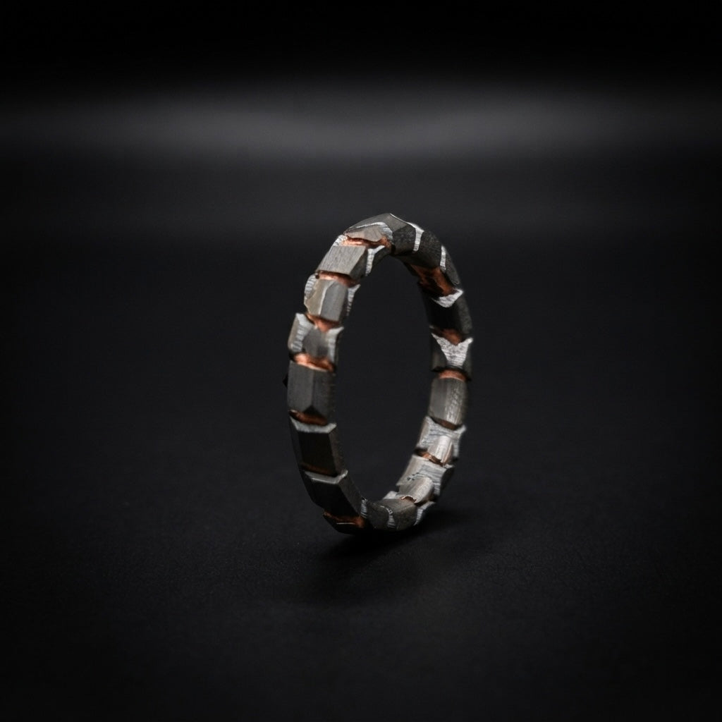 Acid Etched Superconductor 3mm Ring: Niobium Copper Wedding Band