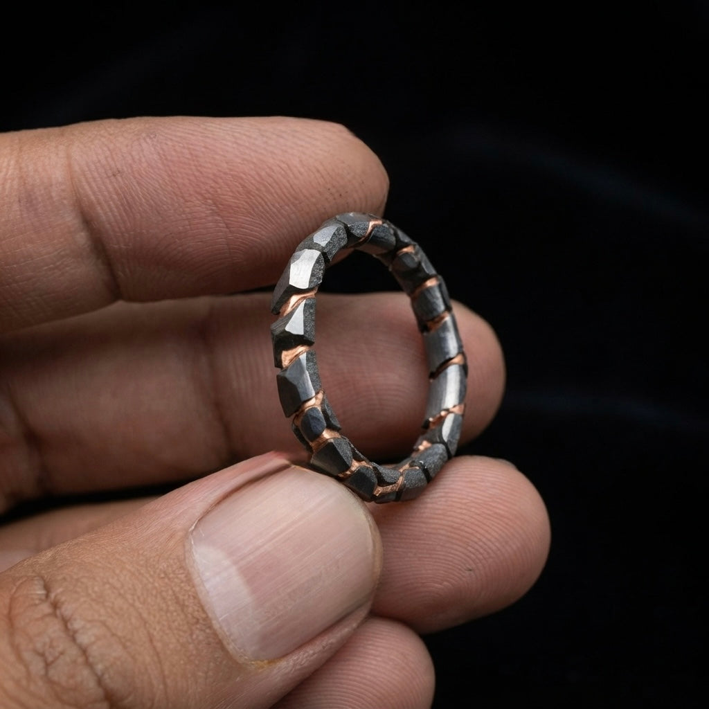 Acid Etched Superconductor 3mm Ring: Niobium Copper Wedding Band