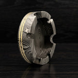 Handmade Damascus Steel Cigar Ashtray - Hand Forged Smoking Pipe Tray, Unique Smoking Accessory, Retirement Gift for Dad, Him & Boyfriend.