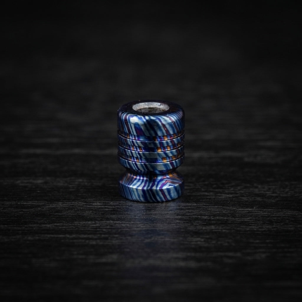 Zircuti Black Timascus Bead, Damascus Titanium, Knife Lanyard, Paracord Bead