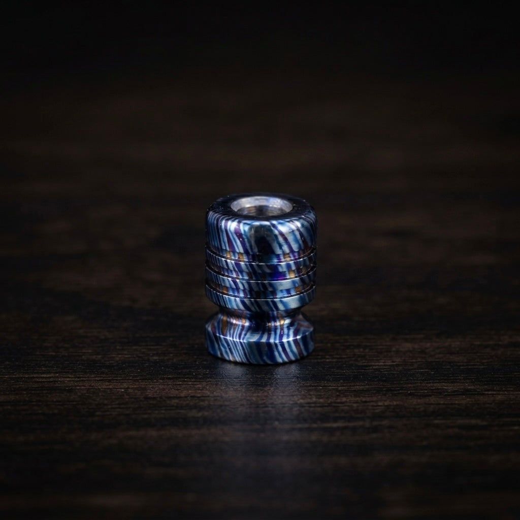 Zircuti Black Timascus Bead, Damascus Titanium, Knife Lanyard, Paracord Bead
