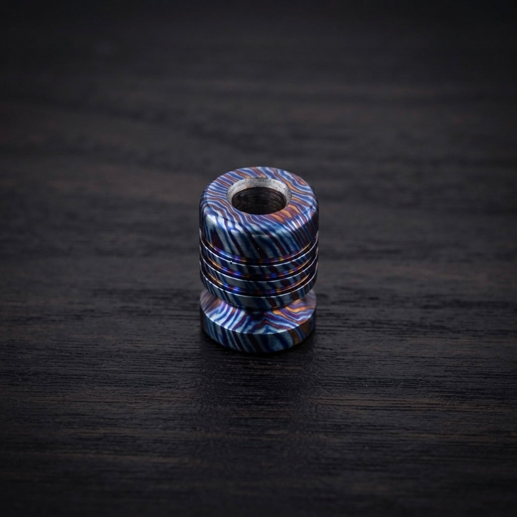 Zircuti Black Timascus Bead, Damascus Titanium, Knife Lanyard, Paracord Bead