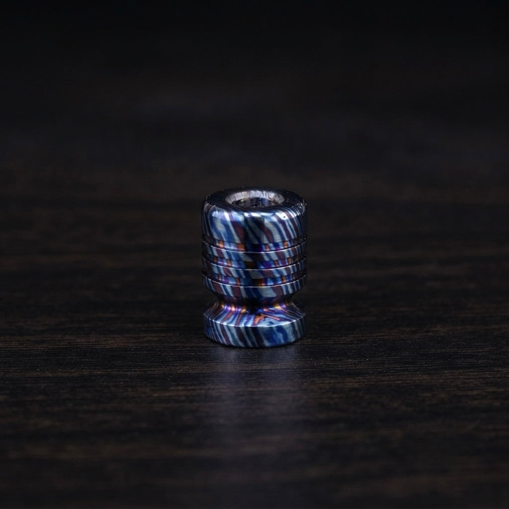 Zircuti Black Timascus Bead, Damascus Titanium, Knife Lanyard, Paracord Bead