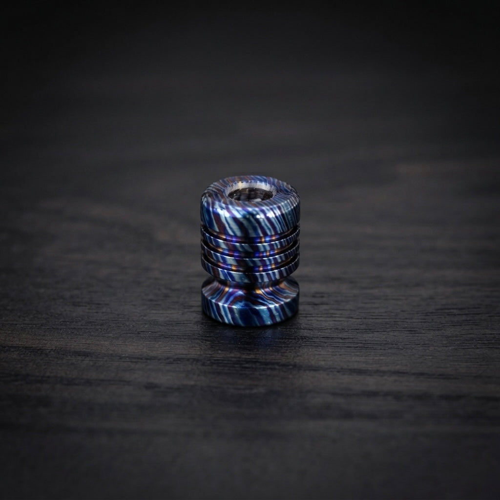 Zircuti Black Timascus Bead, Damascus Titanium, Knife Lanyard, Paracord Bead