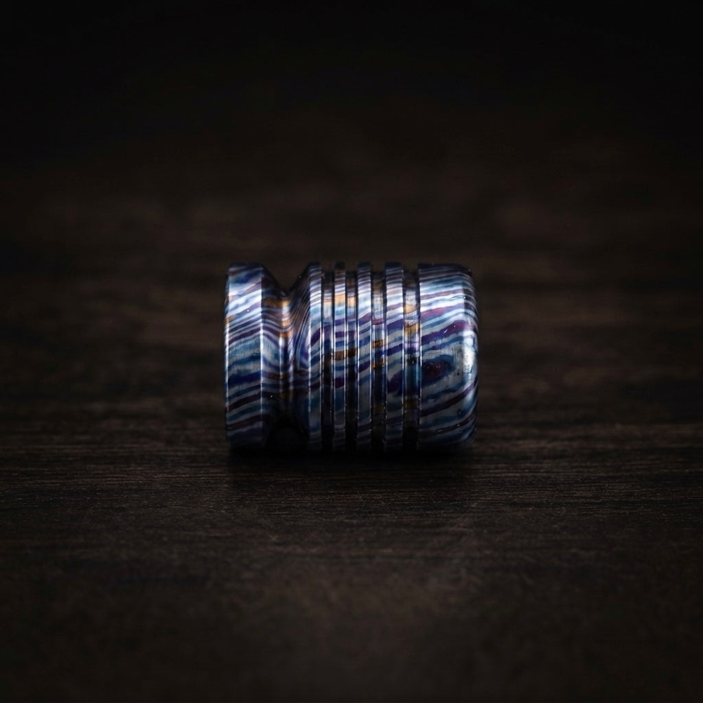 Zircuti Black Timascus Bead, Damascus Titanium, Knife Lanyard, Paracord Bead