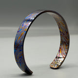 Handmade Black Timascus Bracelet: Lightweight Titanium Viking Cuff, 10mm and 6.5 inches size