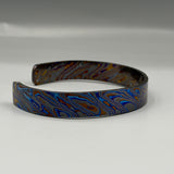 Handmade Black Timascus Bracelet: Lightweight Titanium Viking Cuff, 10mm and 6.5 inches size
