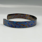 Handmade Black Timascus Bracelet: Lightweight Titanium Viking Cuff, 10mm and 6.5 inches size