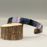 Handmade Black Timascus Bracelet: Lightweight Titanium Viking Cuff, 10mm and 6.5 inches size