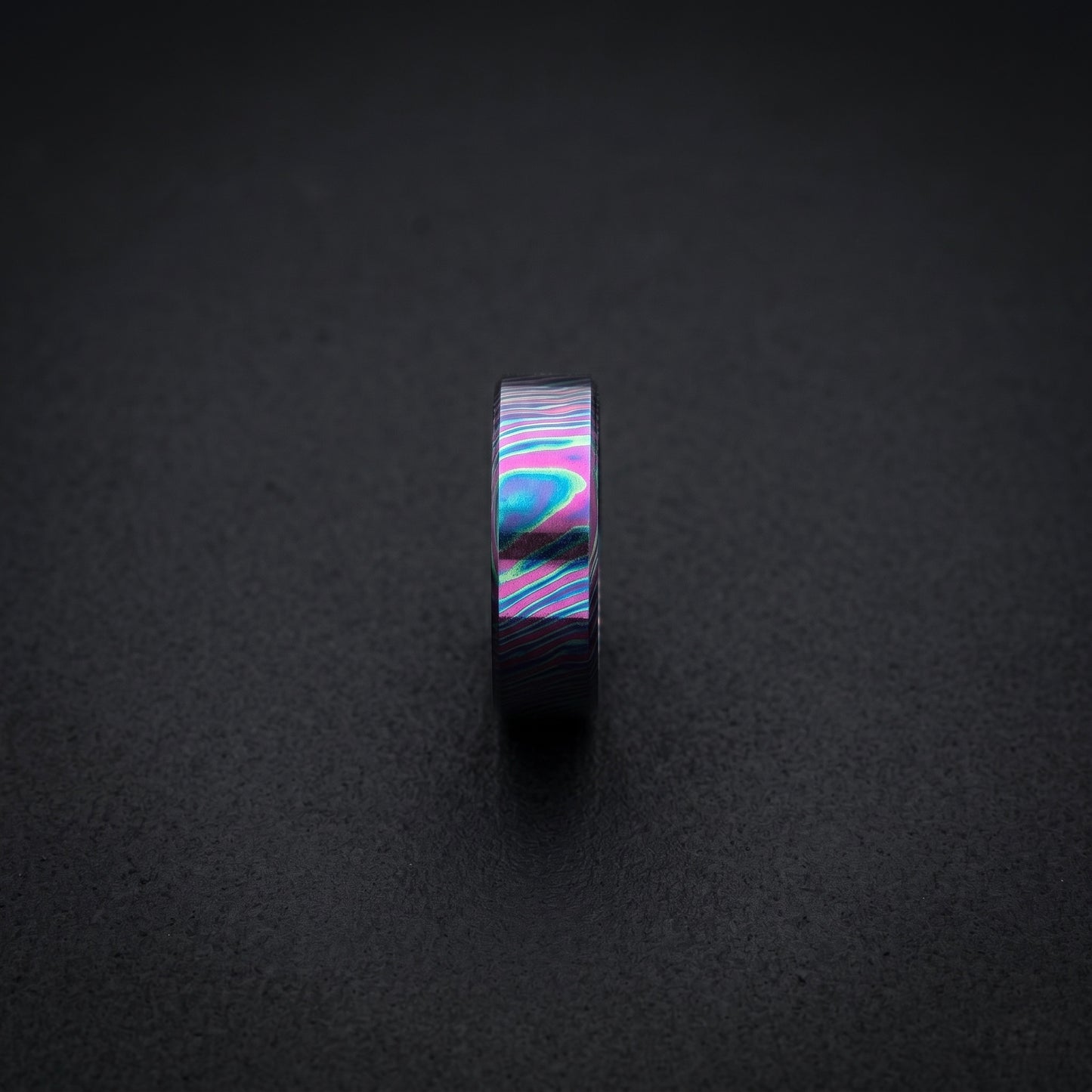 Timascus Wedding Band: Flat Design Titanium Alloy Ring, 8mm