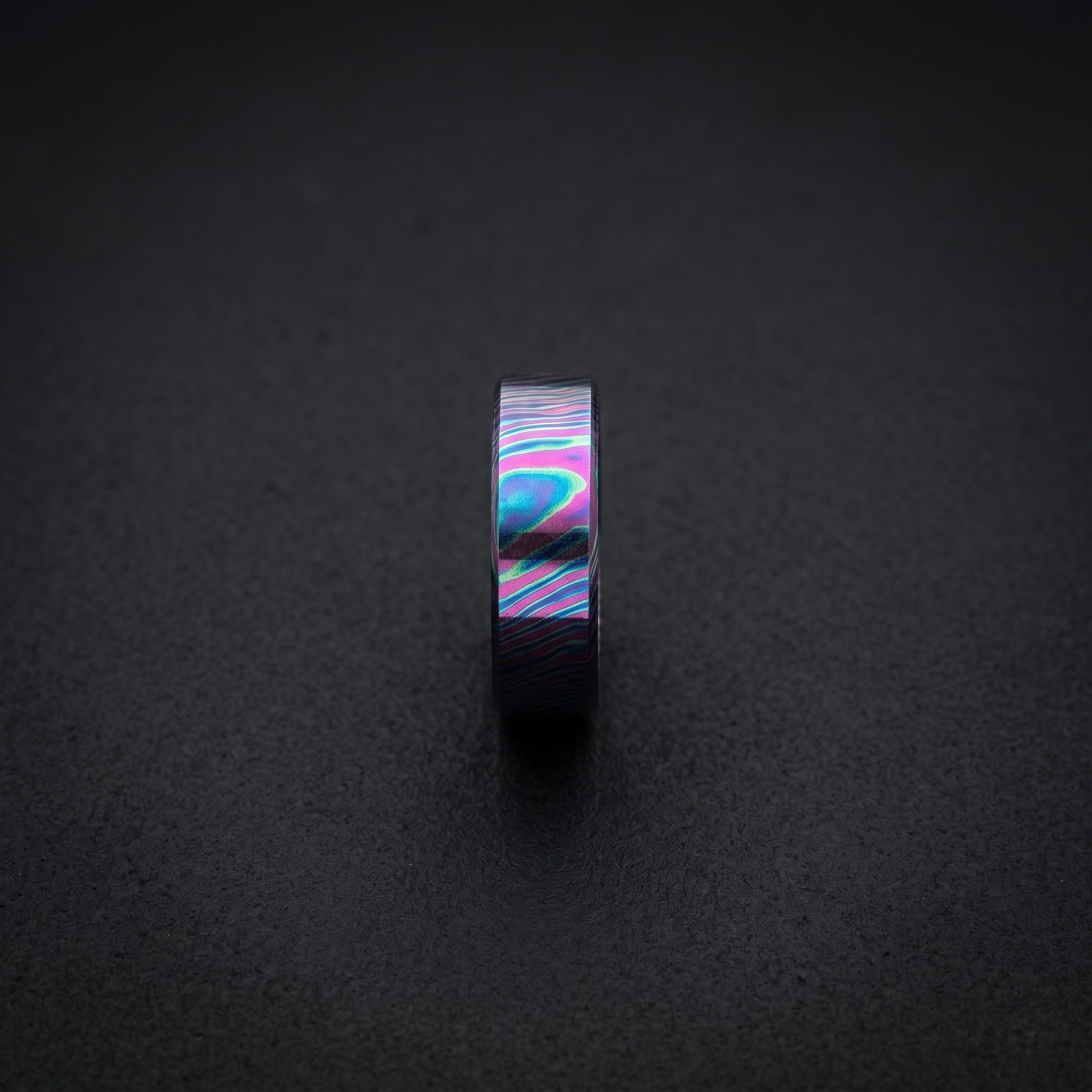Timascus Wedding Band: Flat Design Titanium Alloy Ring, 8mm