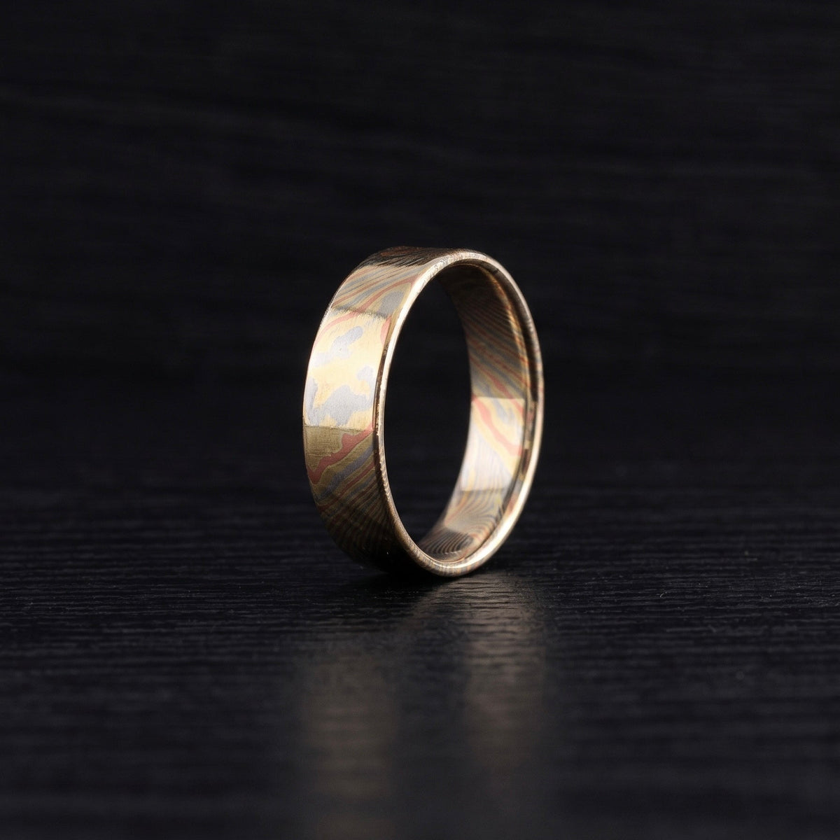 Handcrafted Mokume Gane Ring: Copper, Brass & Silver Nickel Wedding Band, Mens Ring, Mens Wedding Ring