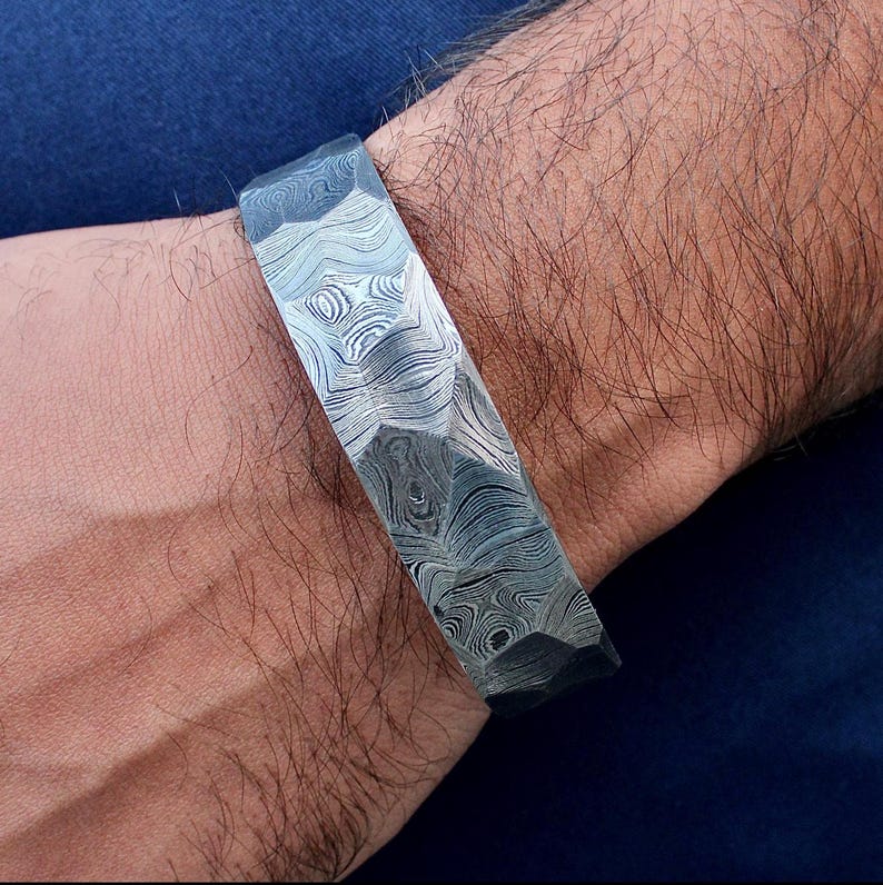 Hand Forged Damascus Steel Cuff Bracelet