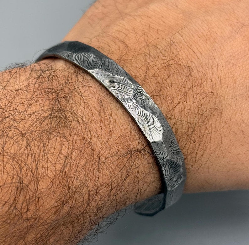 Hand Forged Damascus Steel Cuff Bracelet