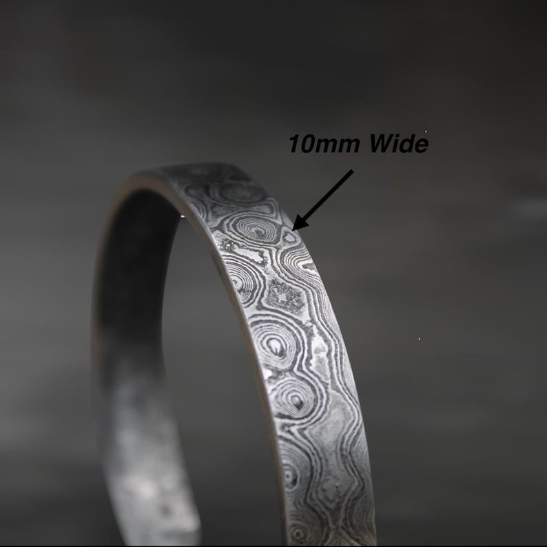 Hand Forged Damascus Steel Cuff Bracelet - Artisan Crafted Wearable Art