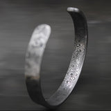Hand Forged Damascus Steel Cuff Bracelet - Artisan Crafted Wearable Art