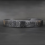 Hand Forged Damascus Steel Cuff Bracelet - Artisan Crafted Wearable Art