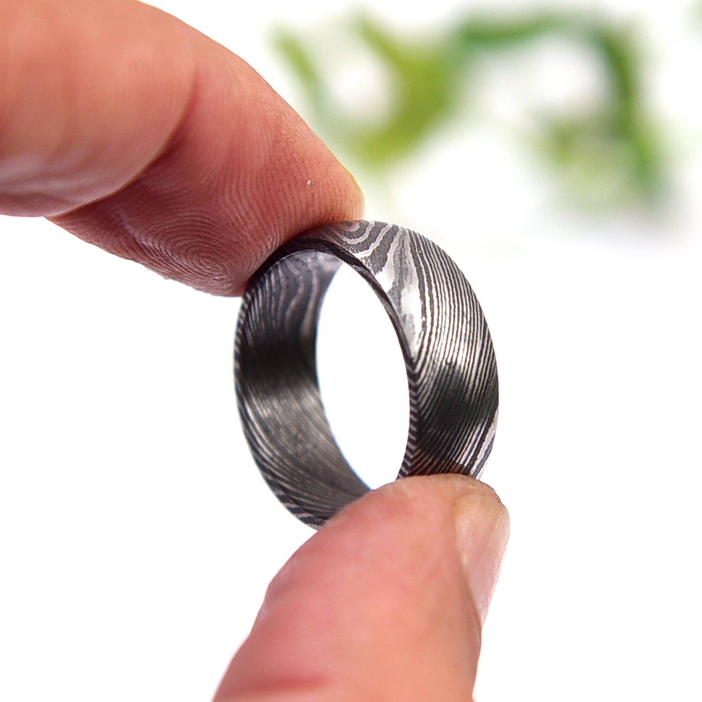 Damascus Steel Ring: Handmade Mens Engagement Band
