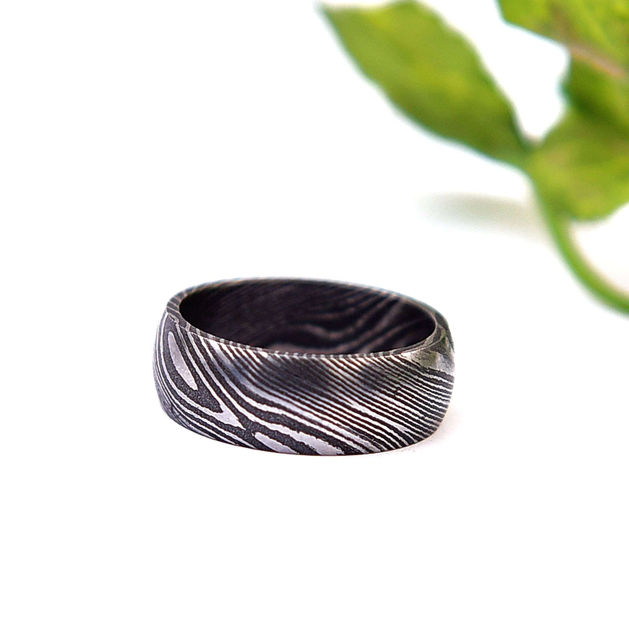 Damascus Steel Ring: Handmade Mens Engagement Band