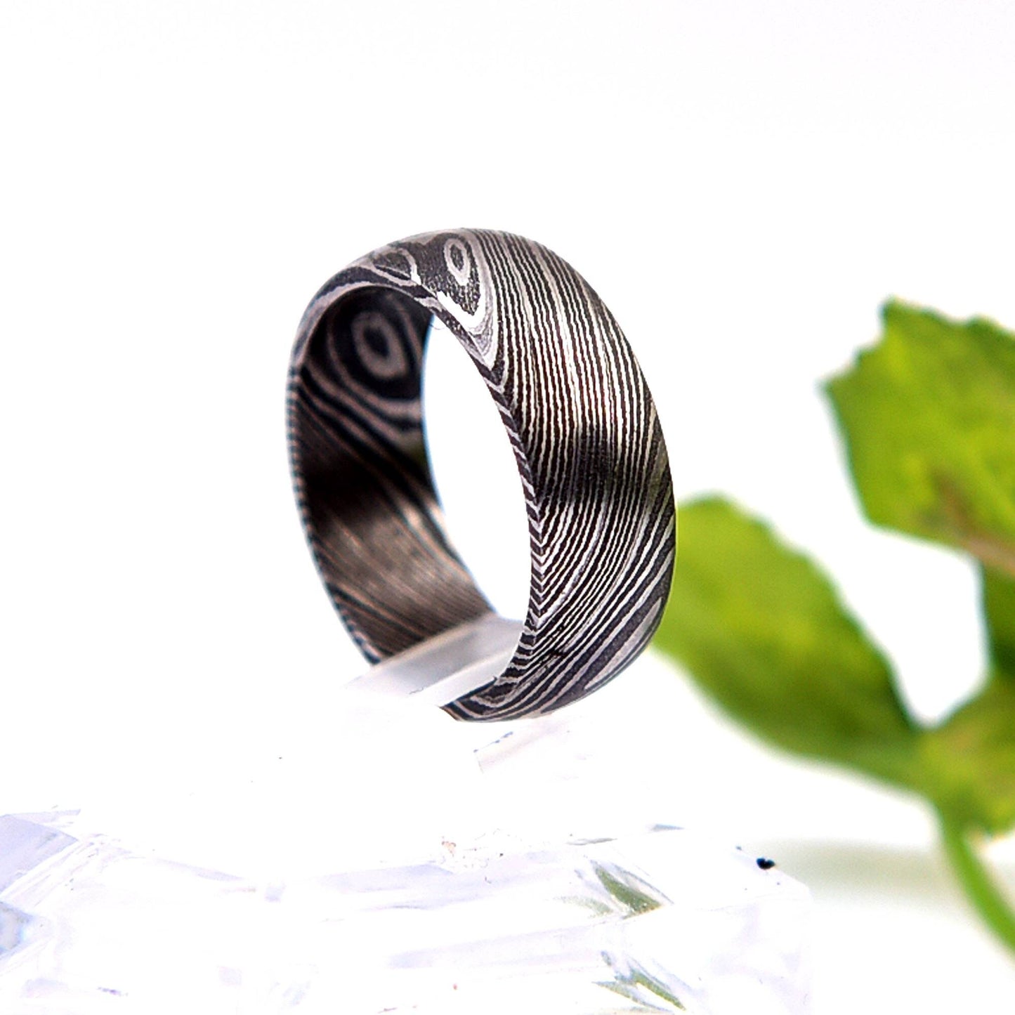 Damascus Steel Ring: Handmade Mens Engagement Band