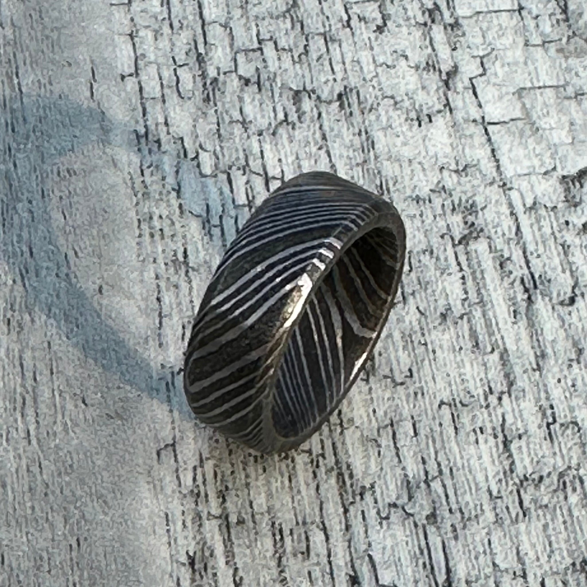 Damascus Steel Ring for Men | Durable Engagement Band