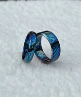 Titanium Couple Ring Set: Heat Anodized, Unique Pattern Wedding Bands