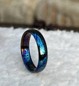 Titanium Couple Ring Set: Heat Anodized, Unique Pattern Wedding Bands