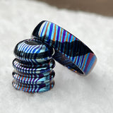 Domed Timascus Ring: Colorful Steel Wedding Band