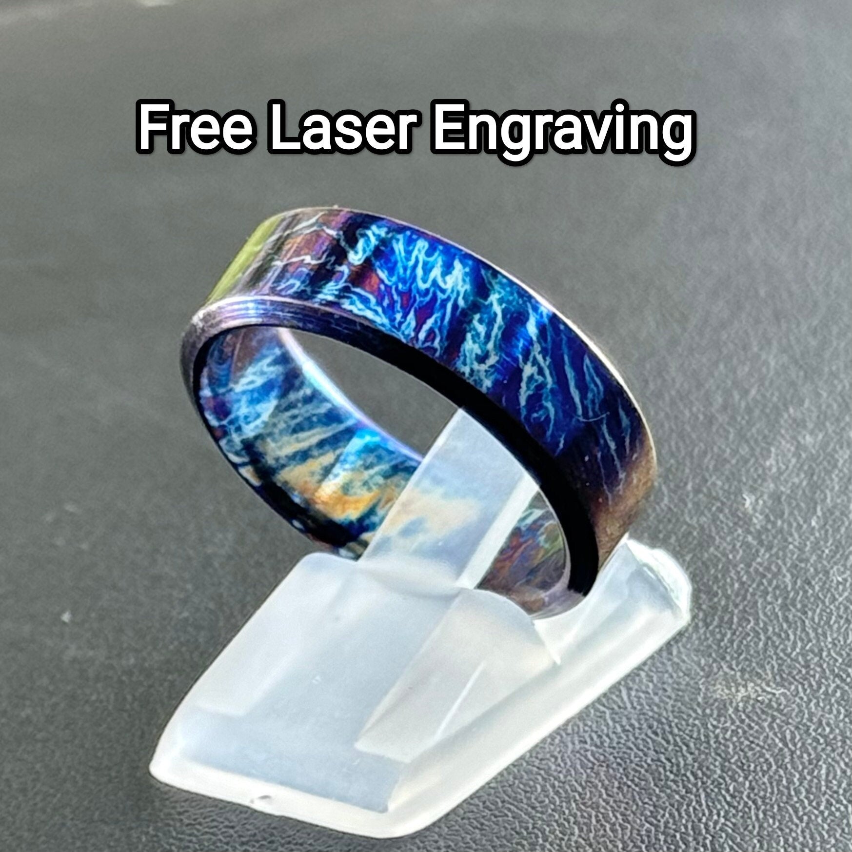Heat Anodized Titanium Ring: Colorful Patterned Hypoallergenic Band