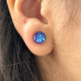 Handmade Titanium Stud Earrings: Colorful Anodized Pattern, Unisex