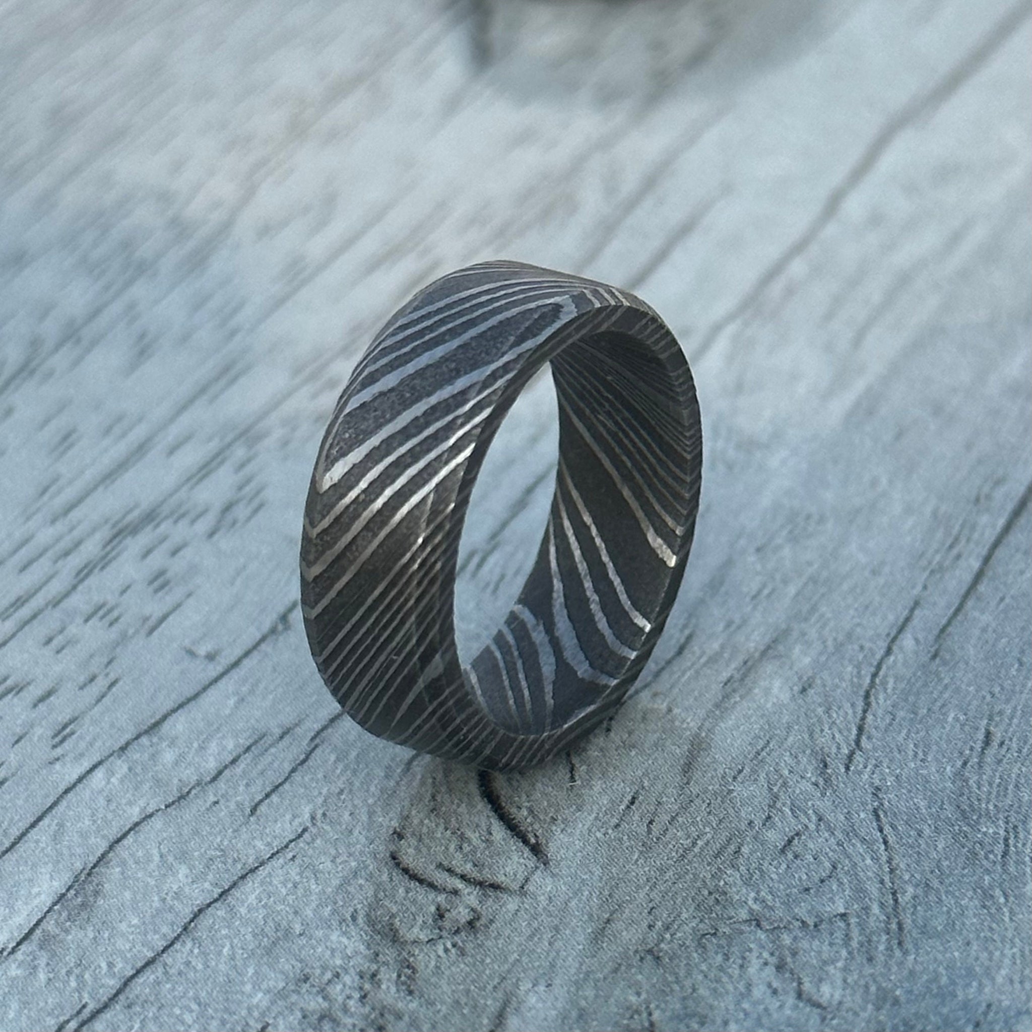 Damascus Steel Ring for Men | Durable Engagement Band